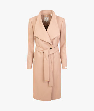 Rose wool wrap coat in camel