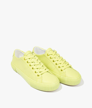 Kimiah colour drenched leather trainer in lime