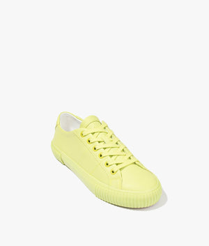 Kimiah colour drenched leather trainer in lime