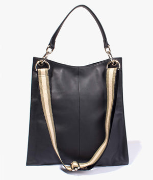 Darcita branded webbing large hobo bag in black