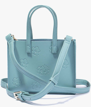 Lucicon debossed floral small shopper in teal blue