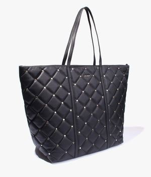 Pascale quilted studded tote in black