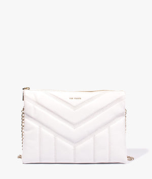 Ayahla leather puffer quilted crossbody in ivory