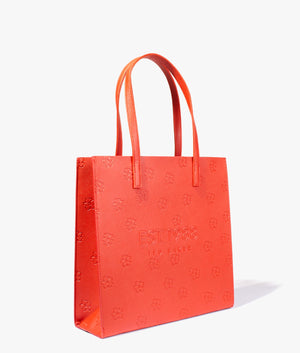 Lunacon large debossed floral shopper in dark red