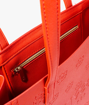 Lunacon large debossed floral shopper in dark red