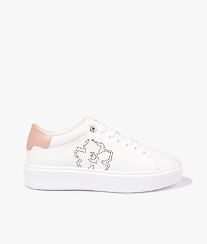 Loulay perforated magnolia sneaker in white & pink