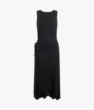 Giullia ruched circle jersey dress in black