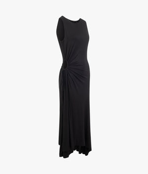 Giullia ruched circle jersey dress in black