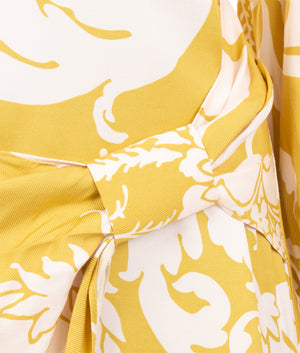 Saraiy printed sarong detail midi dress in yellow