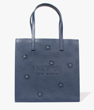 Florcon applique floral large shopper in dark blue