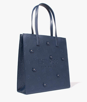 Florcon applique floral large shopper in dark blue