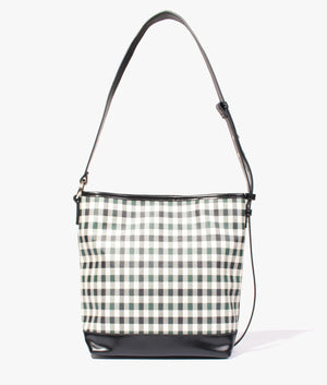 Checki check bucket bag in dark blue