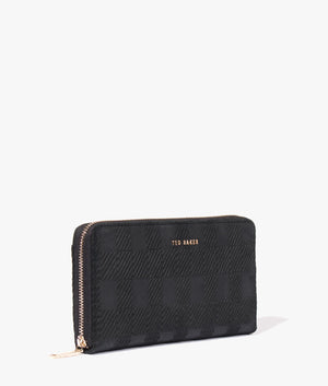 Cheklia house check zip around purse in black