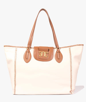 Edali whipstitch detail large shopper in natural