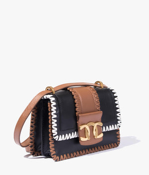 Edasina whipstitch detail mini crossbody in black