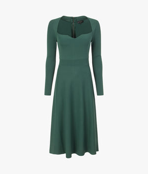 Polliah sweetheart skater knit midi dress in dark green Polliah sweetheart skater knit midi dress in dark green