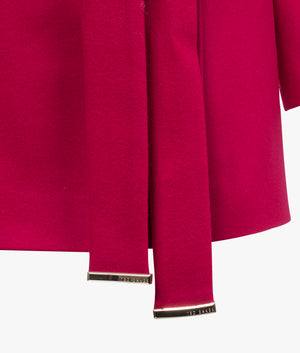 Rosess short wool wrap coat in deep pink