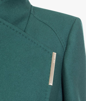 Ted Baker Rose mid length wool wrap coat in dark green EQVVS