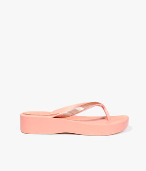 Mesh wedge tex flip flops in blush