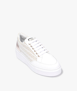 Baraga lace up sneaker in white & gold