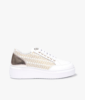 Baraga lace up sneaker in white & gold