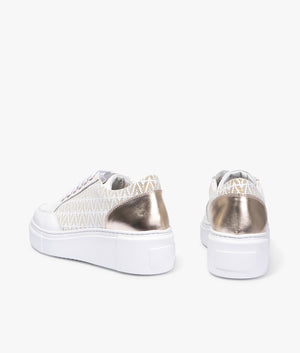 Baraga lace up sneaker in white & gold