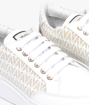 Baraga lace up sneaker in white & gold