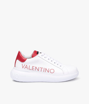 Bounce summer lace up sneaker in white & red