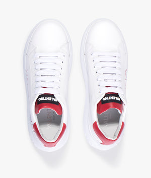 Bounce summer lace up sneaker in white & red