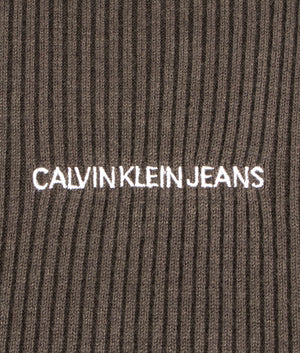 Micro branding roll neck jumper in black olive