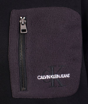 Polar fleece half zip sweat in black