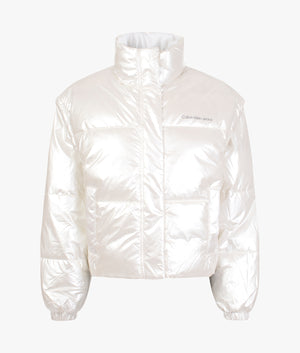 Pearlised 2 in 1 puffer jacket in bright white