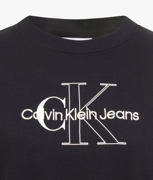 Two tone monogram sweat in black