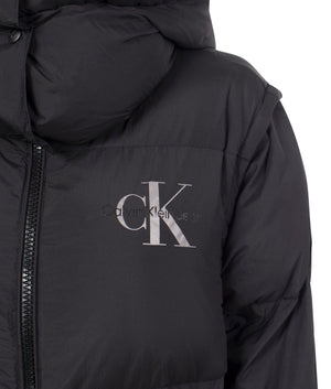 Removable sleeves jacket in black