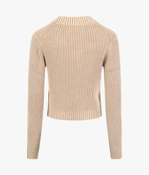 Washed mono logo jumper in travertine