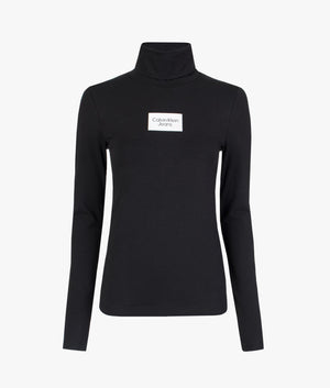Box logo roll neck in black