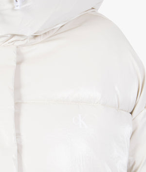 Blocking cropped puffer jacket in ivory