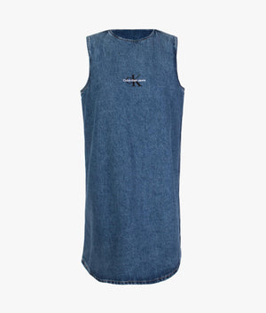 Sleeveless boxy dress in dark denim