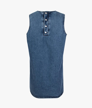 Sleeveless boxy dress in dark denim