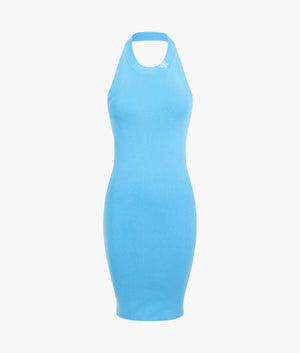 Halter neck knitted dress in blue crush - Main Image