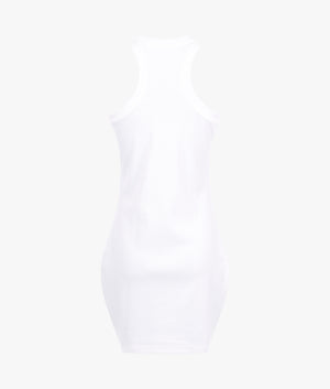 Archival mono logo rib dress in bright white