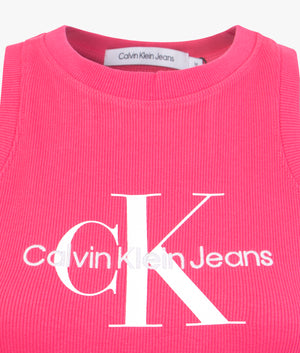 Archival mono logo rib dress in pink flash