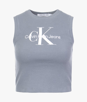 Archival mono logo tee in overcast grey