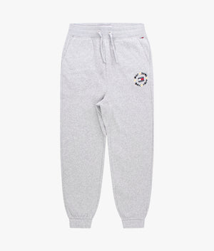 Tommy badge floral logo joggers in light grey marl