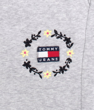 Tommy badge floral logo joggers in light grey marl