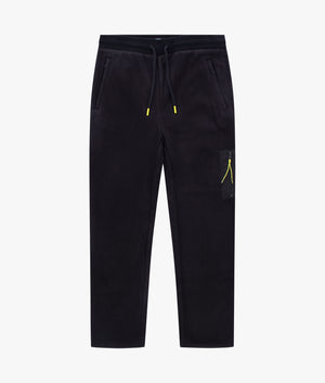 Contrast detail fleece joggers in black