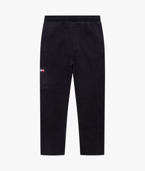 Contrast detail fleece joggers in black