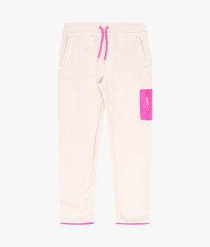 Contrast detail fleece joggers in smooth stone
