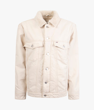 Oversized sherpa trucker jacket in ice denim