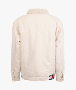 Oversized sherpa trucker jacket in ice denim